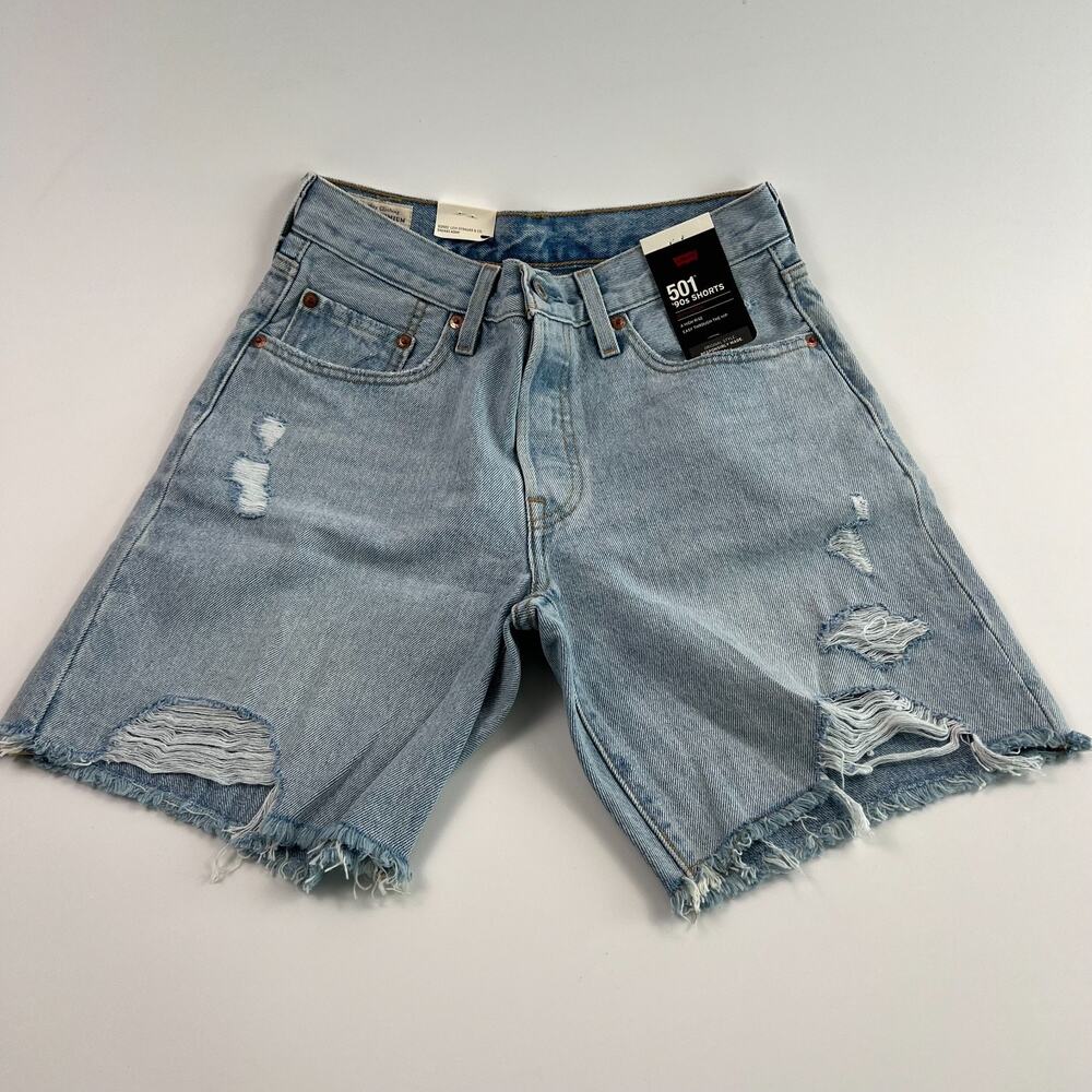 Levi's Premium Women 501 '90s Mid Rise Button Fly Distressed Jeans Short Size 23